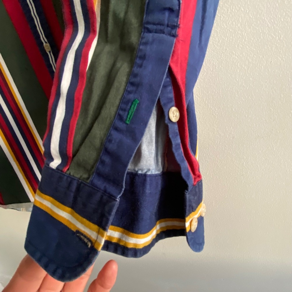 Tommy Hilfiger Mens Large Multi Color Vertical Stripe Button Down Shirt Vintage - Picture 4 of 7